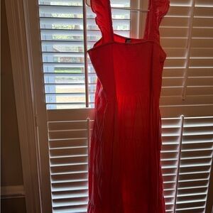 AND Red Smocked Strap Dress